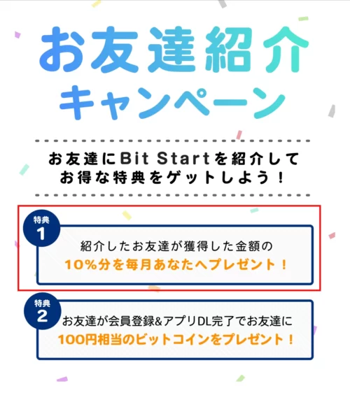 ビットスタートの紹介する側の特典