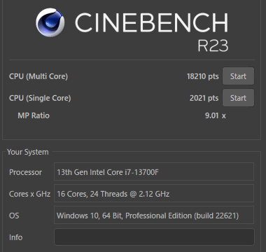 raytrek Cinebench結果1